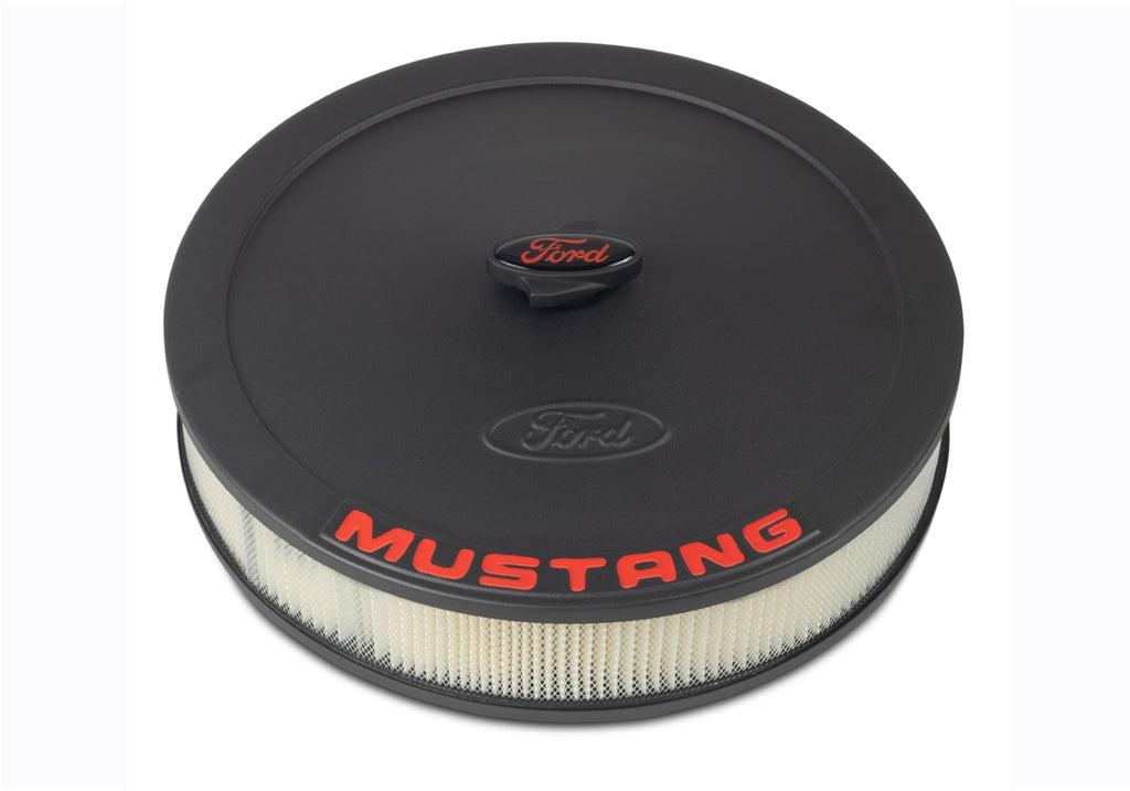 Ford Performance Parts 302-362 Air Cleaner Kit: Black Crinkle Finish, Red Mustang Emblem for Select Ford Mustang
