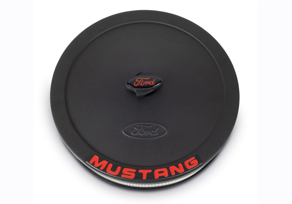 Ford Performance Parts 302-362 Air Cleaner Kit: Black Crinkle Finish, Red Mustang Emblem for Select Ford Mustang