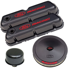 Load image into Gallery viewer, Ford Performance Parts 302-520 Ford Racing Complete Dress Up Kit, Carbon Fiber Style Finish for Select Ford 300, Ford Bronco, Ford Country Sedan, Ford Country Squire, Ford Custom, Ford Custom 500, Ford E-100 Econoline, Ford E-100 Econoline Club Wagon,