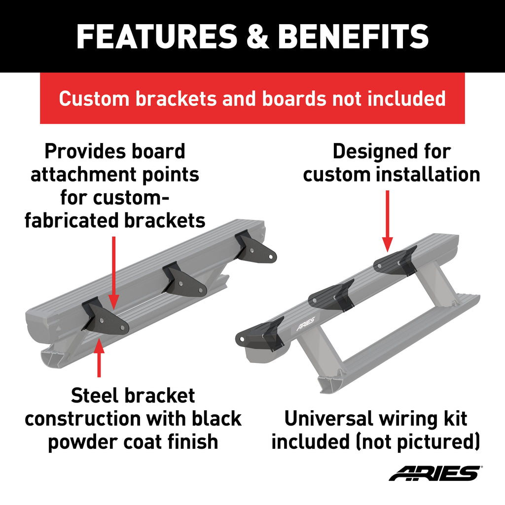 ARIES 3025176 Universal ActionTrac Mounting Brackets (6-Pack, Fabricated Brackets Required)