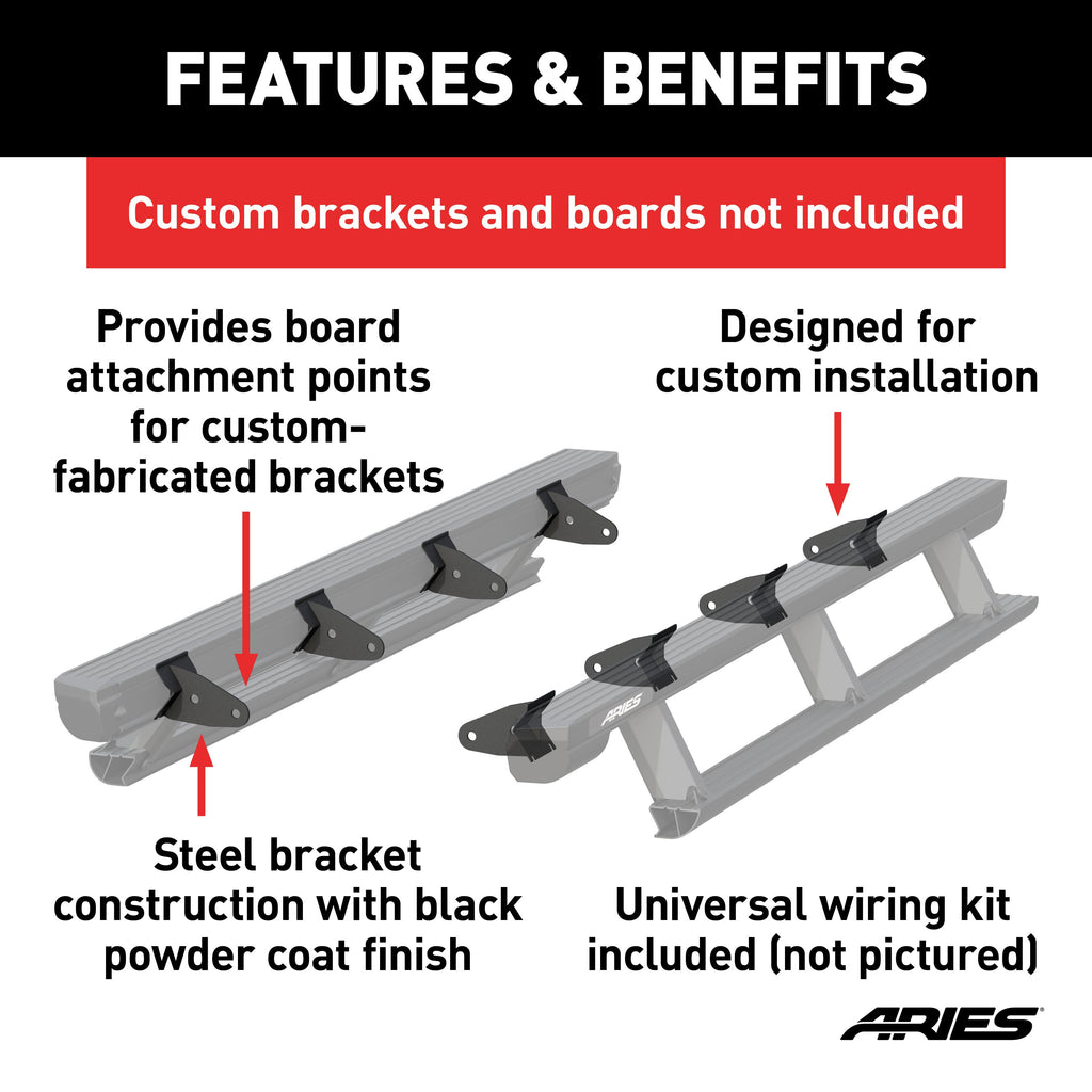 ARIES 3025177 Universal ActionTrac Mounting Brackets (8-Pack, Fabricated Brackets Required)