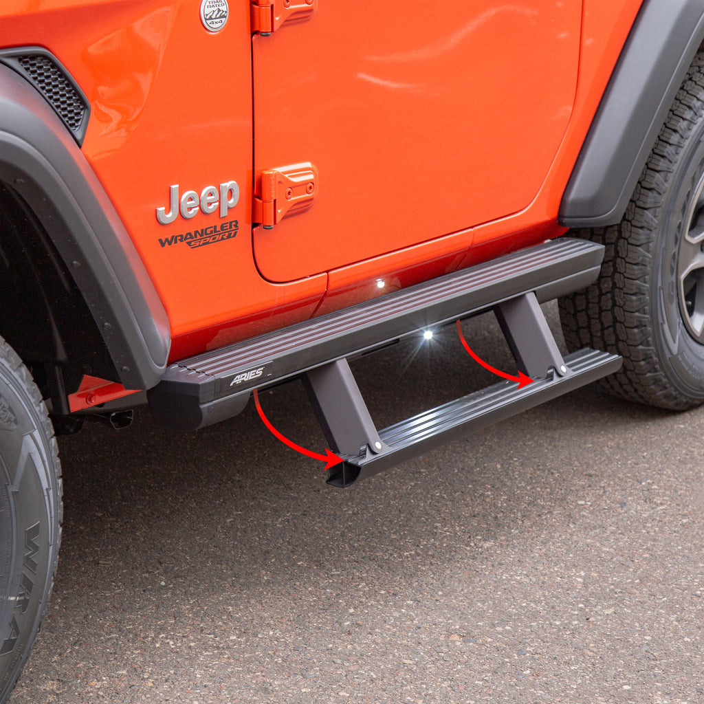ARIES 3034471 ActionTrac 48.75" Powered Running Boards, Select Jeep Wrangler JL 2-Door for Select Jeep Wrangler