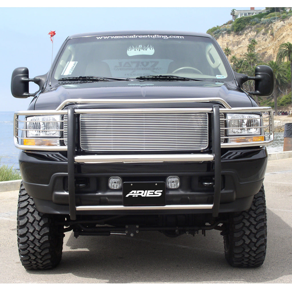 ARIES 3045-2 Polished Stainless Grille Guard, Select Ford Excursion, F-250, F-350 Super Duty for Select Ford F-250