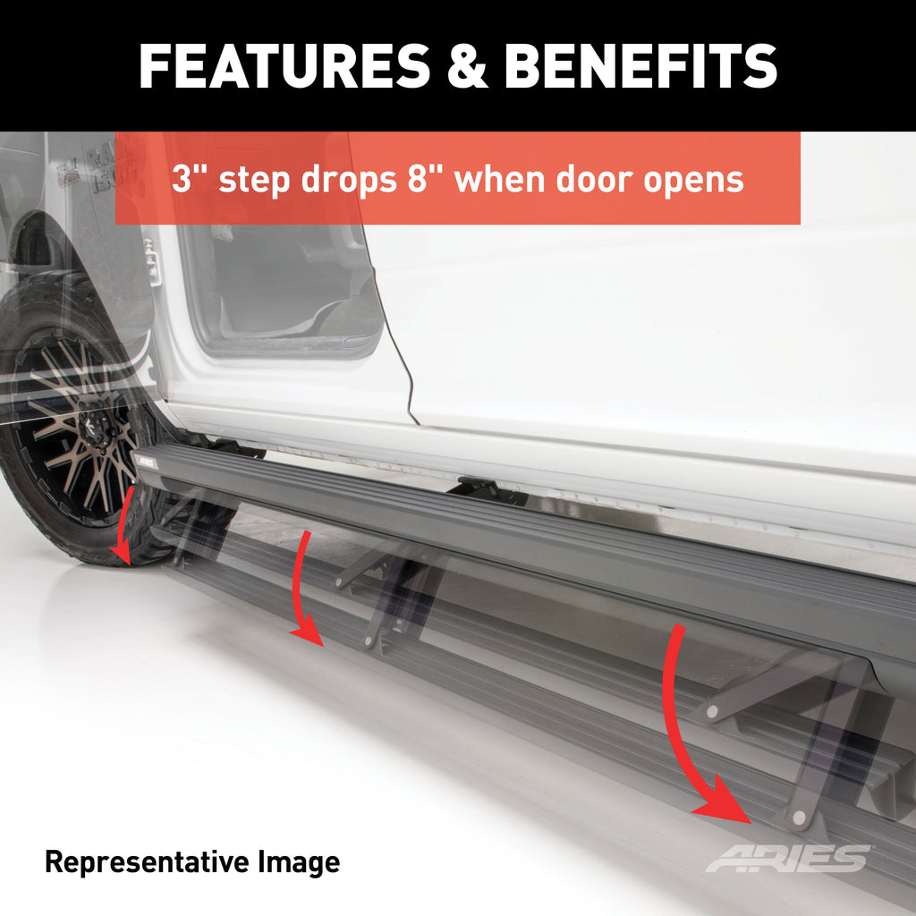 ARIES 3047902 ActionTrac 83.6" Powered Running Boards, Select Silverado, Sierra, Crew Cab for Select Chevrolet Silverado 1500