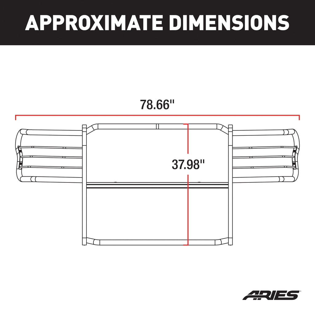 ARIES 3067 Black Steel Grille Guard, Select Ford F-250, F-350 Super Duty for Select Ford F-250
