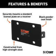 Load image into Gallery viewer, CURT 31002 Hitch-Mounted License Plate Holder (Fits 2" Receiver)