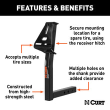 Load image into Gallery viewer, CURT 31006 Hitch-Mounted Spare Tire Mount (Fits 2" Receiver)