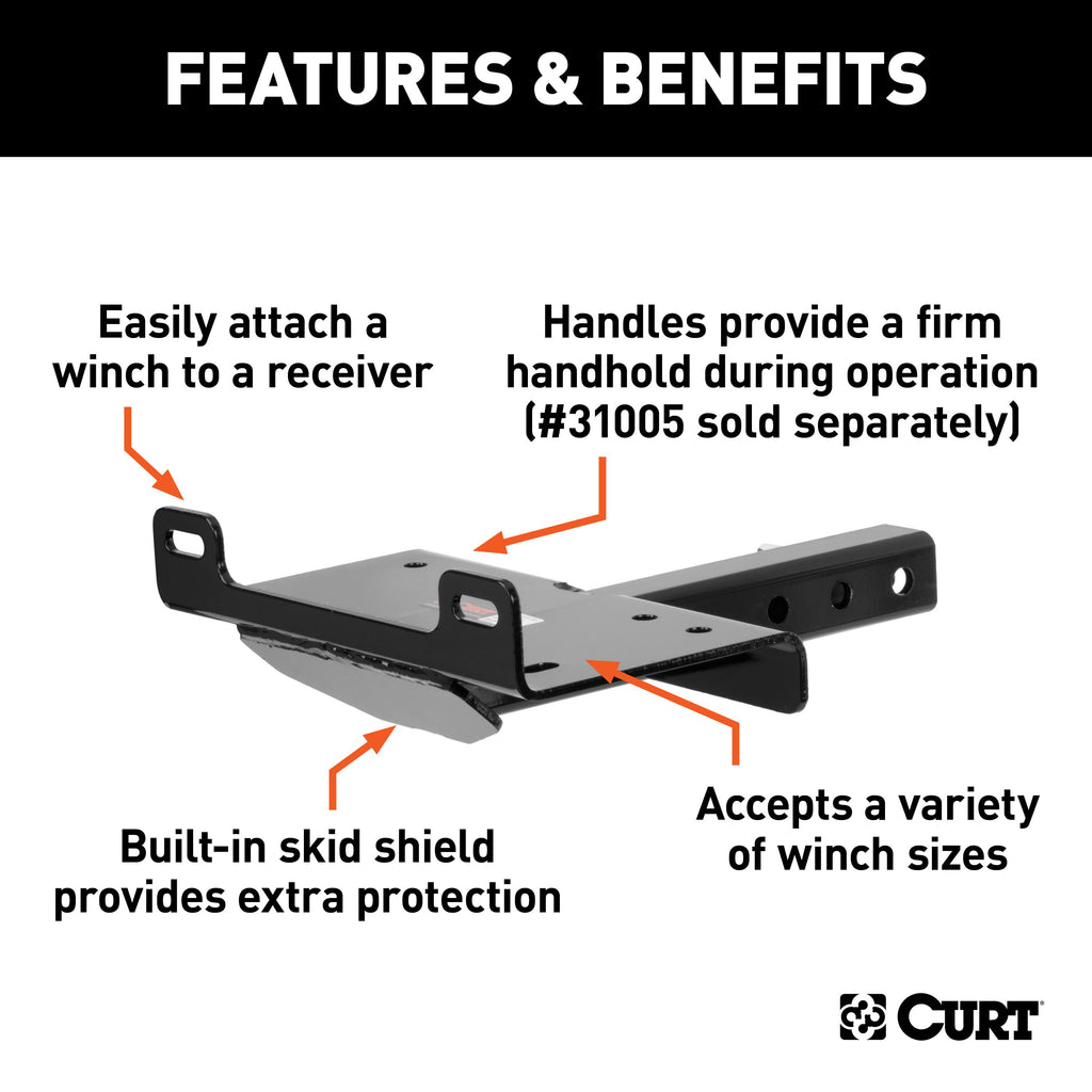 CURT 31010 Hitch-Mounted Winch Mount (Fits 2" Receiver)