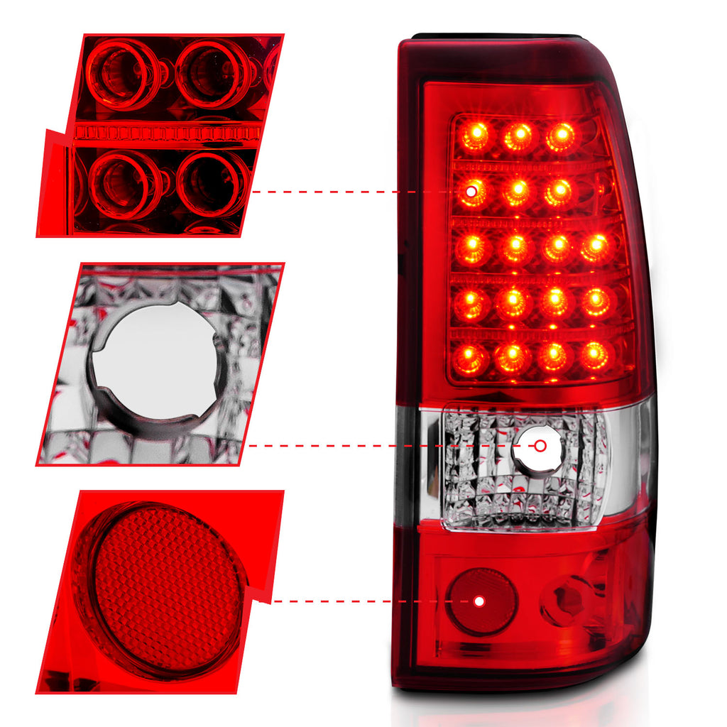 ANZO USA 311007 Tail Light Assembly for Select Chevrolet Silverado 1500, Chevrolet Silverado Classic, Chevrolet Silverado HD, Chevrolet Silverado HD Classic, Chevrolet Silverado 2500, Chevrolet Silverado HD, Chevrolet Silverado HD Classic, Chevrolet