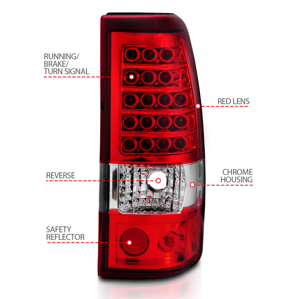 ANZO USA 311007 Tail Light Assembly for Select Chevrolet Silverado 1500, Chevrolet Silverado Classic, Chevrolet Silverado HD, Chevrolet Silverado HD Classic, Chevrolet Silverado 2500, Chevrolet Silverado HD, Chevrolet Silverado HD Classic, Chevrolet