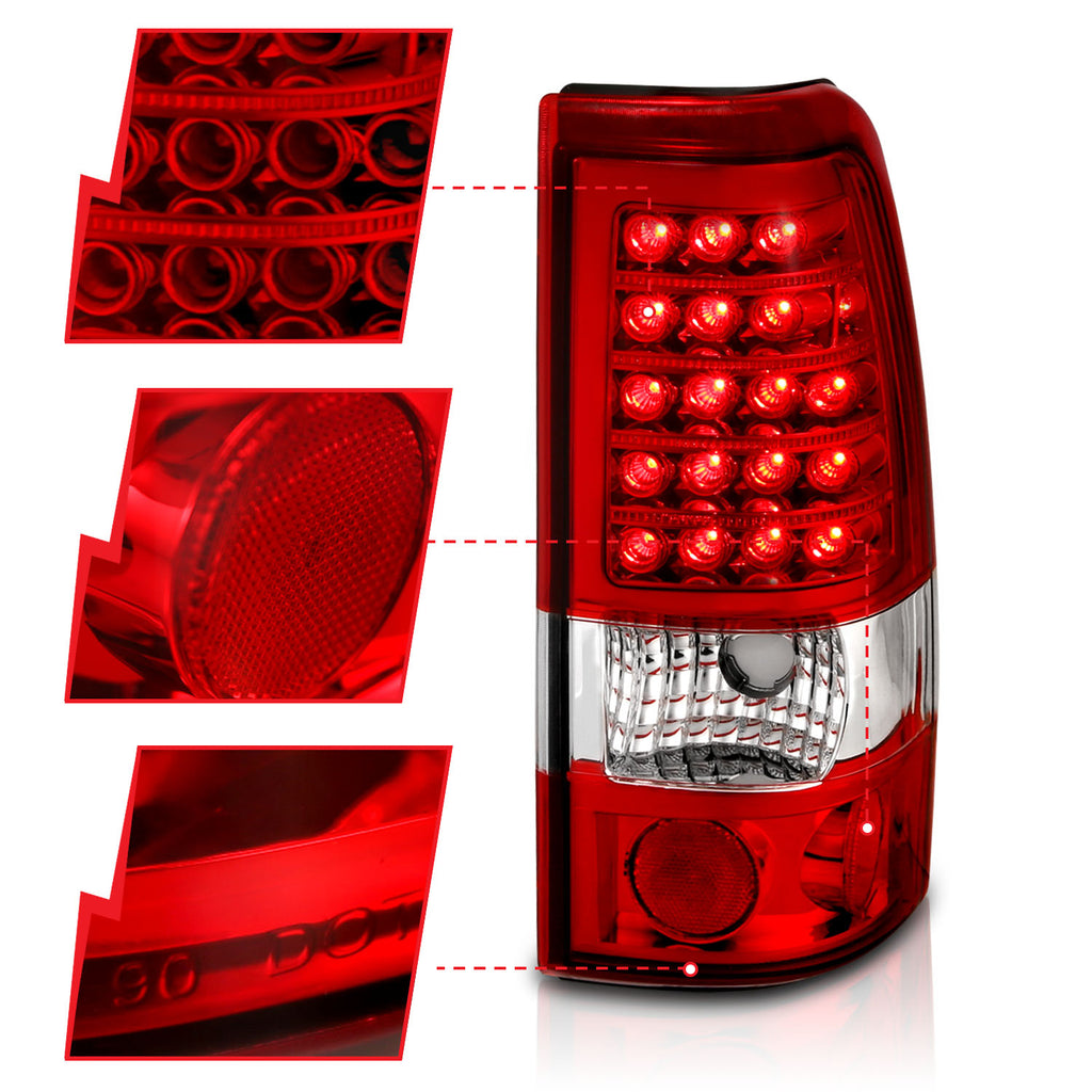 ANZO USA 311010 Tail Light Assembly for Select Chevrolet Silverado 1500, Chevrolet Silverado 2500, Chevrolet Silverado HD, Chevrolet Silverado HD, GMC Sierra 1500, GMC Sierra