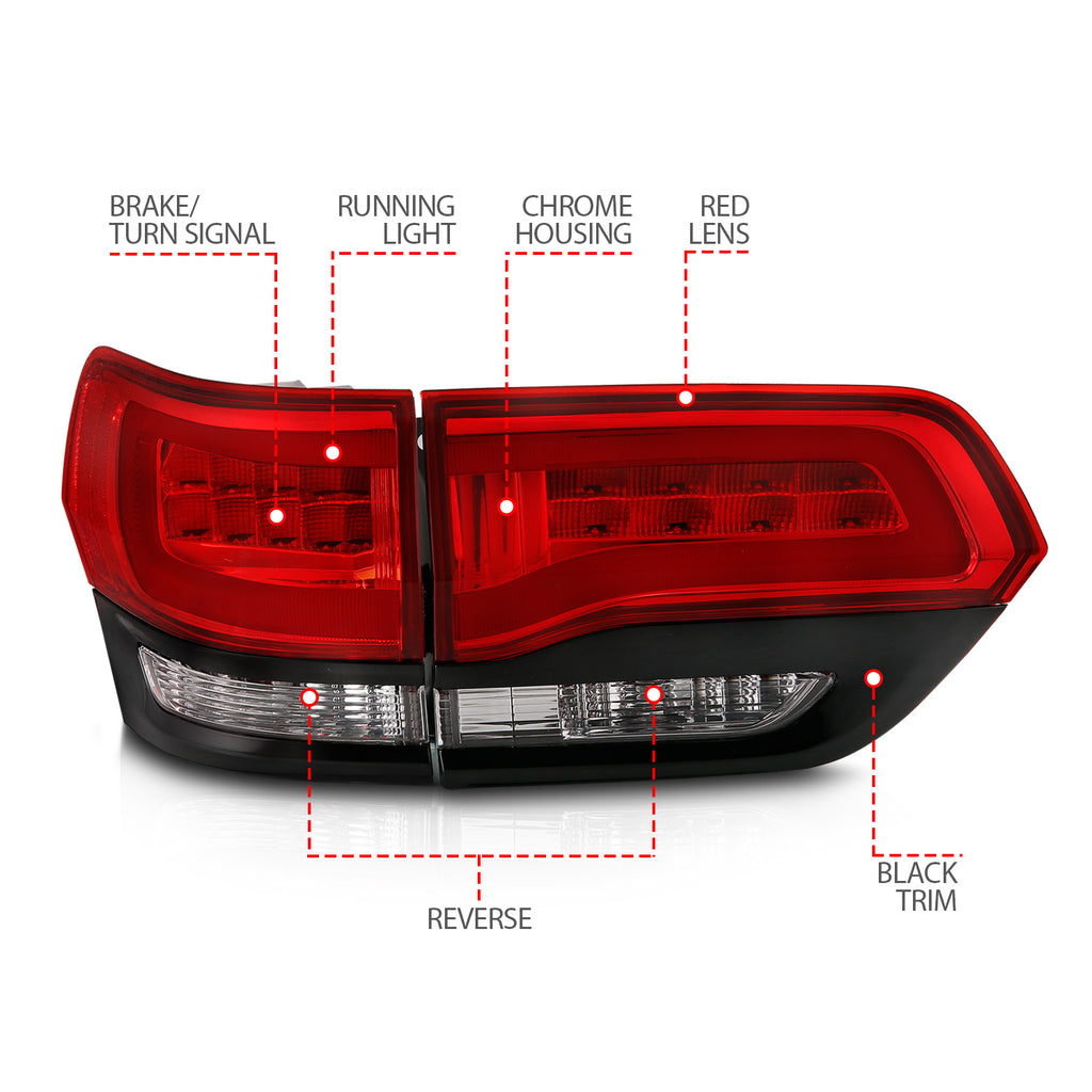 ANZO USA 311268 Tail Light Assembly for Select Jeep Grand Cherokee, Jeep Grand Cherokee WK