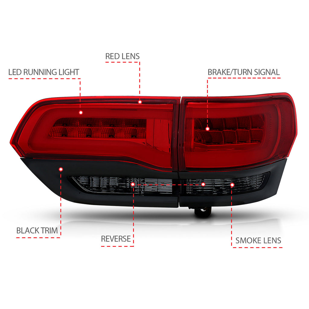 ANZO USA 311269 Tail Light Assembly for Select Jeep Grand Cherokee, Jeep Grand Cherokee WK