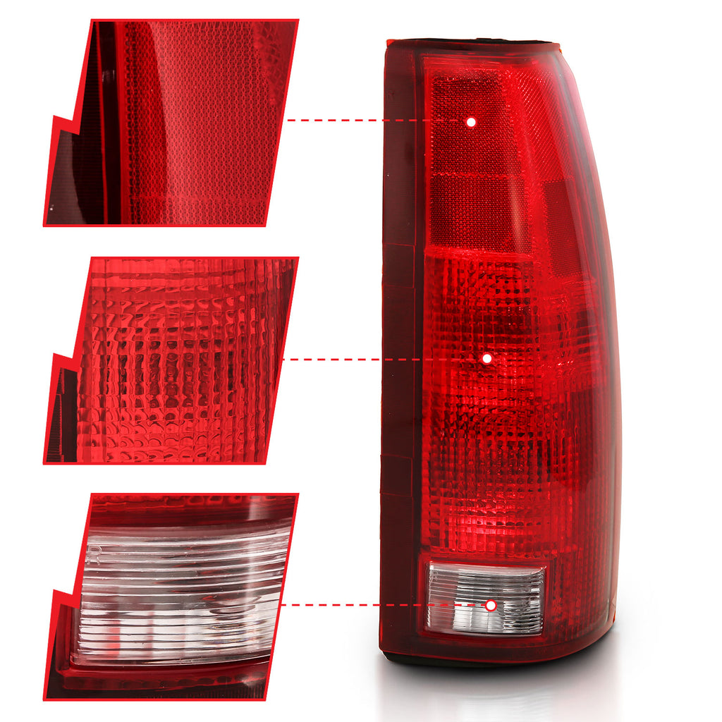 ANZO USA 311300 Tail Light Assembly for Select Cadillac Escalade, Chevrolet Blazer, Chevrolet C1500, Chevrolet C2500, Chevrolet C3500, Chevrolet K1500, Chevrolet K2500, Chevrolet K3500, Chevrolet Suburban 1500, Chevrolet Tahoe, GMC C1500, GMC C2500, GMC