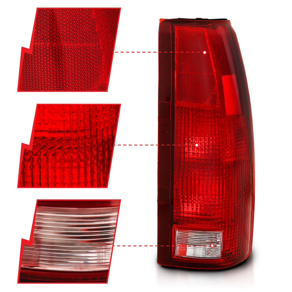 ANZO USA 311301 Tail Light Assembly for Select Cadillac Escalade, Chevrolet Blazer, Chevrolet C1500, Chevrolet C2500, Chevrolet C3500, Chevrolet K1500, Chevrolet K2500, Chevrolet K3500, Chevrolet Suburban 1500, Chevrolet Tahoe, GMC C1500, GMC C2500, GMC