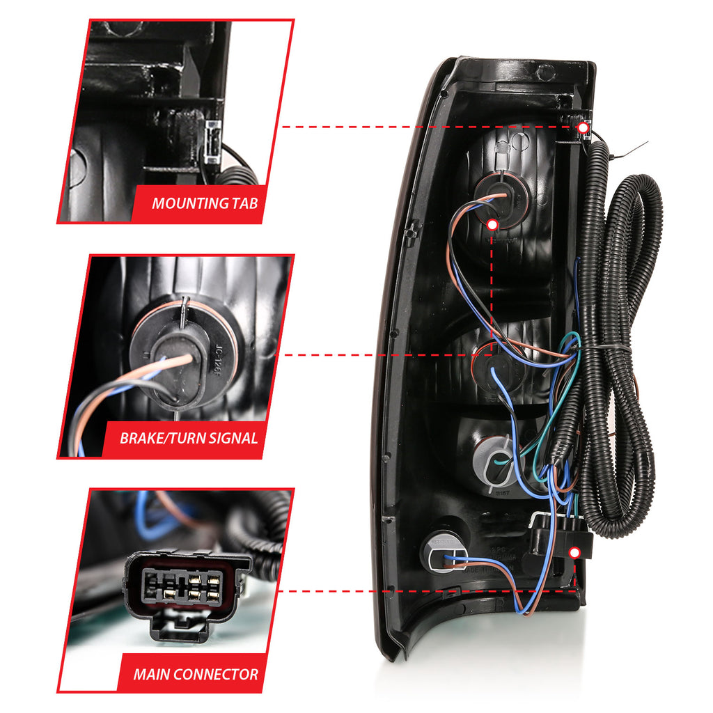 ANZO USA 311302 Tail Light Assembly for Select Chevrolet Silverado 1500, Chevrolet Silverado Classic, Chevrolet Silverado HD, Chevrolet Silverado HD Classic, Chevrolet Silverado 2500, Chevrolet Silverado HD, Chevrolet Silverado HD Classic, Chevrolet