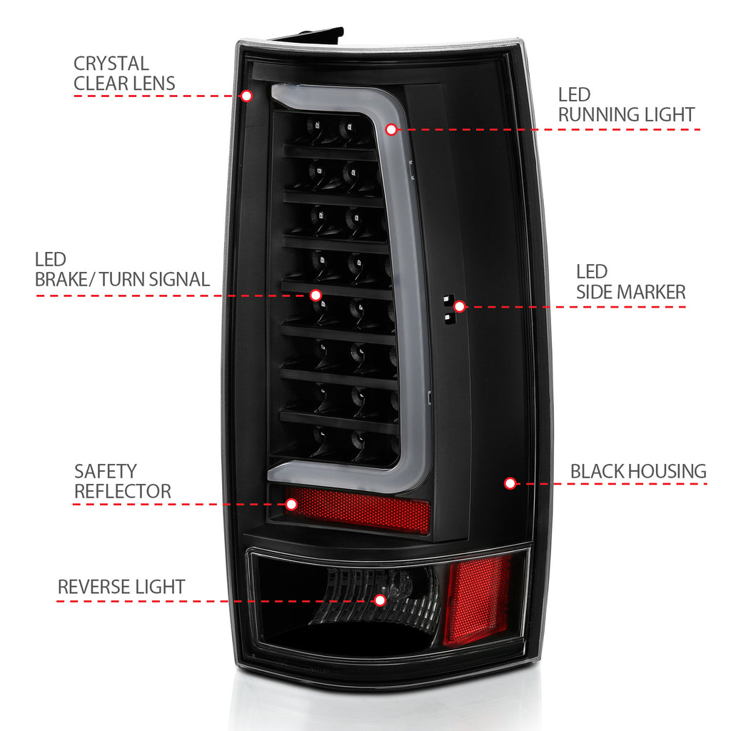 ANZO USA 311321 Tail Light Assembly for Select Chevrolet Suburban 1500, Chevrolet Suburban 2500, Chevrolet Tahoe, GMC Yukon, GMC Yukon XL 1500, GMC Yukon XL