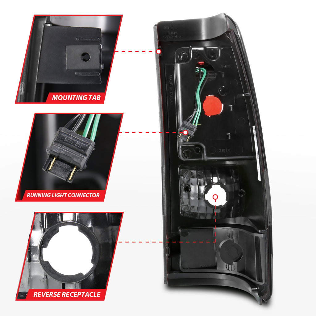 ANZO USA 311325 Tail Light Assembly for Select Chevrolet Silverado 1500, Chevrolet Silverado HD, Chevrolet Silverado 2500, Chevrolet Silverado HD, Chevrolet Silverado 3500, GMC Sierra 1500, GMC Sierra Classic, GMC Sierra HD, GMC Sierra HD Classic, GMC