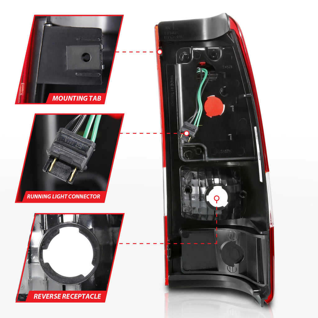 ANZO USA 311326 Tail Light Assembly for Select Chevrolet Silverado 1500, Chevrolet Silverado HD, Chevrolet Silverado 2500, Chevrolet Silverado HD, Chevrolet Silverado 3500, GMC Sierra 1500, GMC Sierra Classic, GMC Sierra HD, GMC Sierra HD Classic, GMC
