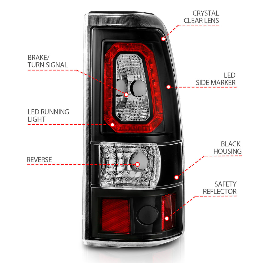 ANZO USA 311327 Tail Light Assembly for Select Chevrolet Silverado 1500, Chevrolet Silverado Classic, Chevrolet Silverado HD, Chevrolet Silverado HD Classic, Chevrolet Silverado 2500, Chevrolet Silverado HD, Chevrolet Silverado HD Classic, Chevrolet