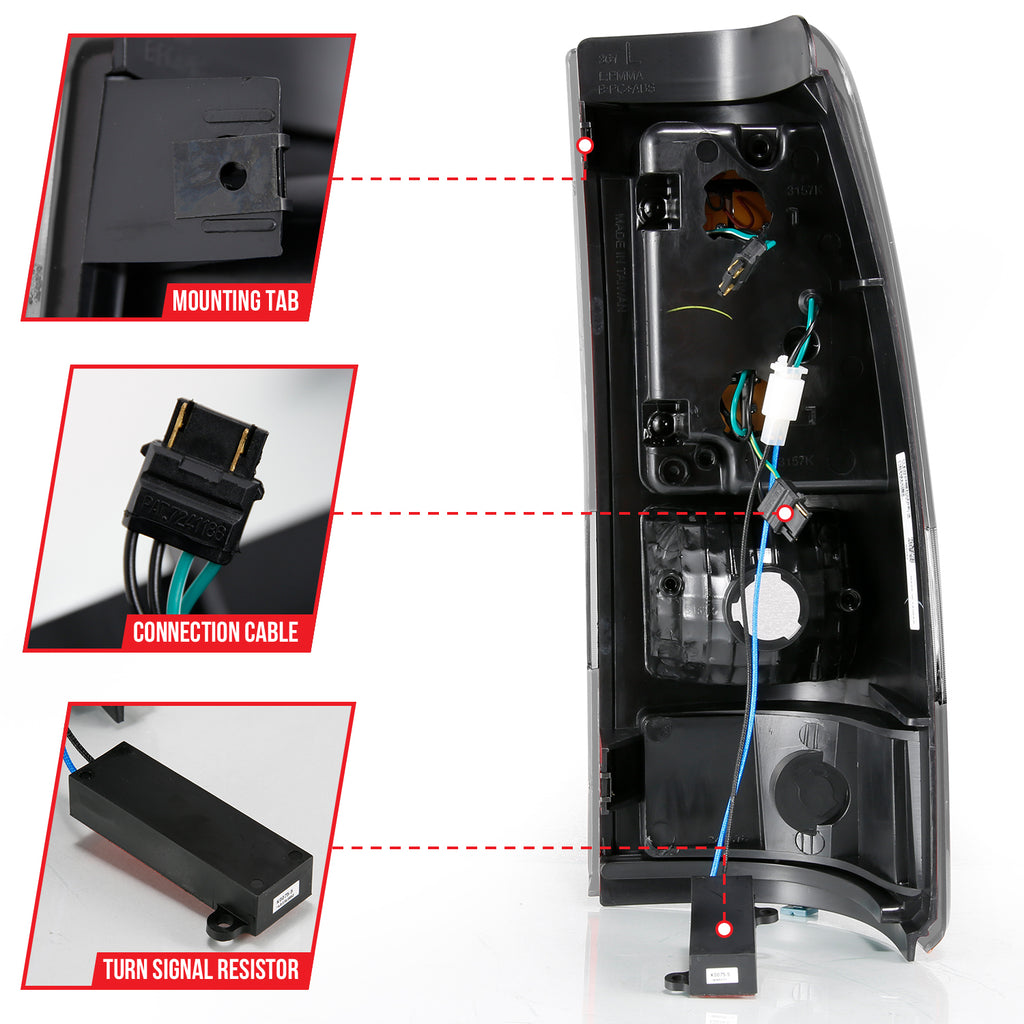 ANZO USA 311330 Tail Light Assembly for Select Chevrolet Silverado 1500, Chevrolet Silverado HD, Chevrolet Silverado 2500, Chevrolet Silverado HD, Chevrolet Silverado 3500, GMC Sierra 1500, GMC Sierra Classic, GMC Sierra HD, GMC Sierra 2500, GMC Sierra