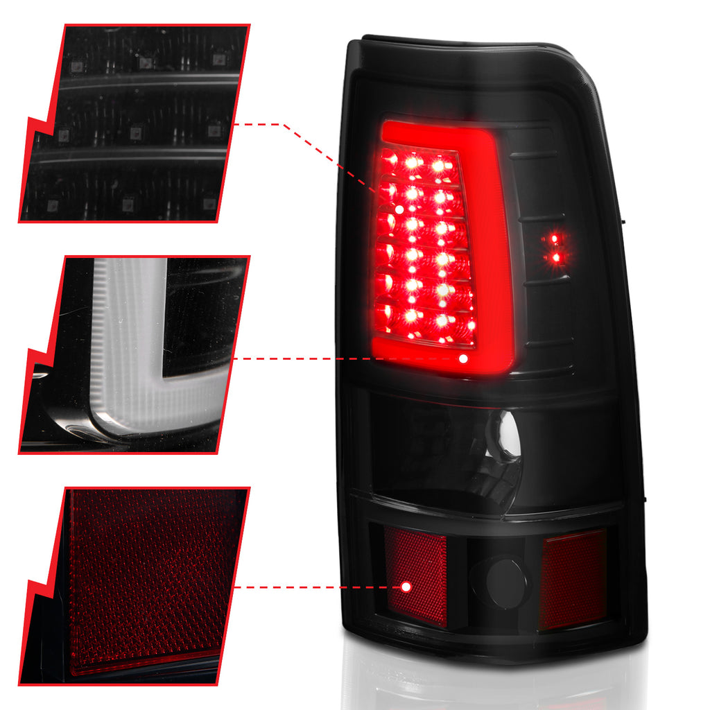 ANZO USA 311331 Tail Light Assembly for Select Chevrolet Silverado 1500, Chevrolet Silverado HD, Chevrolet Silverado 2500, Chevrolet Silverado HD, Chevrolet Silverado 3500, GMC Sierra 1500, GMC Sierra Classic, GMC Sierra HD, GMC Sierra 2500, GMC Sierra