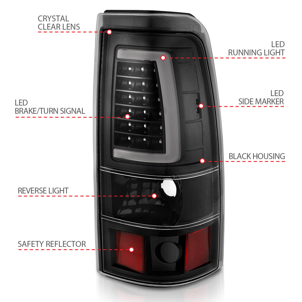ANZO USA 311333 Tail Light Assembly for Select Chevrolet Silverado 1500, Chevrolet Silverado Classic, Chevrolet Silverado HD, Chevrolet Silverado HD Classic, Chevrolet Silverado 2500, Chevrolet Silverado HD, Chevrolet Silverado HD Classic, Chevrolet