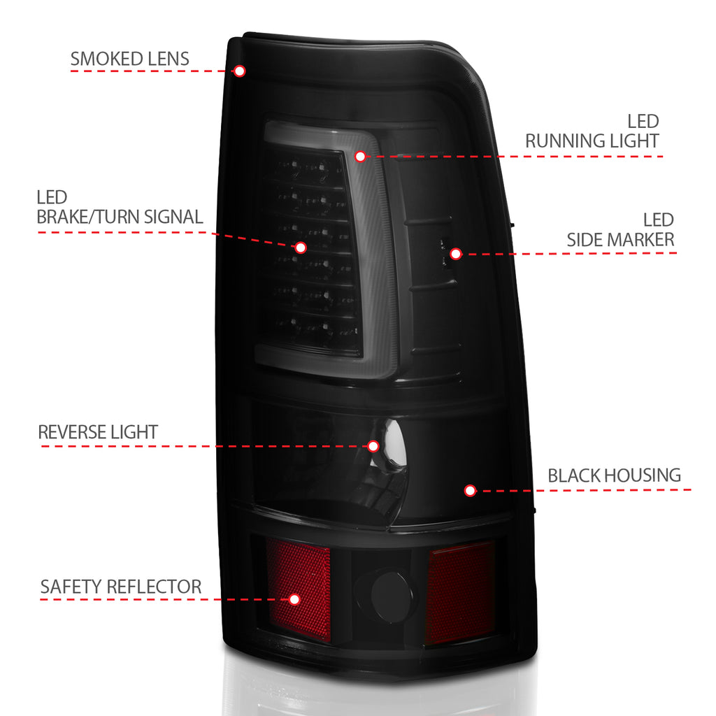 ANZO USA 311334 Tail Light Assembly for Select Chevrolet Silverado 1500, Chevrolet Silverado Classic, Chevrolet Silverado HD, Chevrolet Silverado HD Classic, Chevrolet Silverado 2500, Chevrolet Silverado HD, Chevrolet Silverado HD Classic, Chevrolet