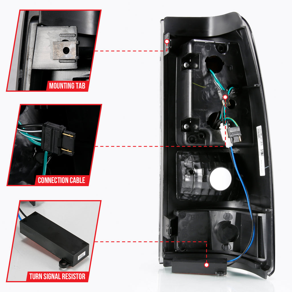 ANZO USA 311334 Tail Light Assembly for Select Chevrolet Silverado 1500, Chevrolet Silverado Classic, Chevrolet Silverado HD, Chevrolet Silverado HD Classic, Chevrolet Silverado 2500, Chevrolet Silverado HD, Chevrolet Silverado HD Classic, Chevrolet