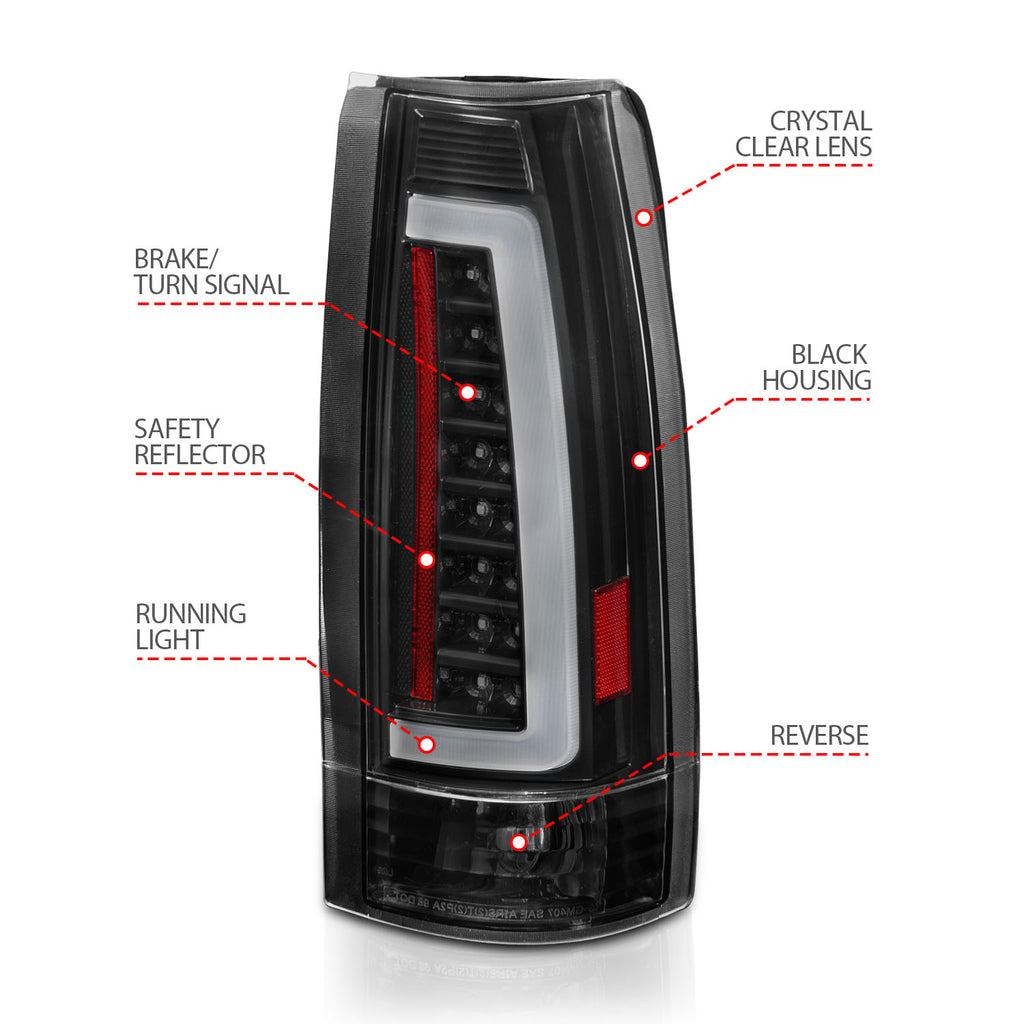 ANZO USA 311344 Tail Light Assembly for Select Cadillac Escalade, Chevrolet Blazer, Chevrolet C1500, Chevrolet C2500, Chevrolet C3500, Chevrolet K1500, Chevrolet K2500, Chevrolet K3500, Chevrolet Suburban, Chevrolet Tahoe, GMC C1500, GMC C2500, GMC