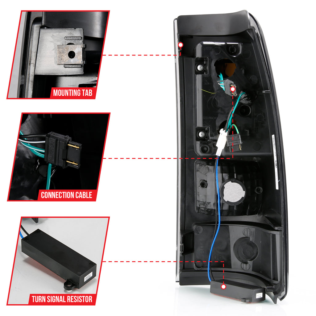ANZO USA 311345 Tail Light Assembly for Select Cadillac Escalade, Chevrolet Blazer, Chevrolet C1500, Chevrolet C2500, Chevrolet C3500, Chevrolet K1500, Chevrolet K2500, Chevrolet K3500, Chevrolet Suburban, Chevrolet Tahoe, GMC C1500, GMC C2500, GMC
