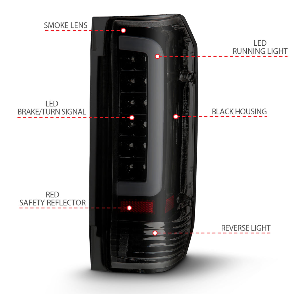 ANZO USA 311351 Tail Light Assembly for Select Ford Bronco, Ford F-150, Ford F-250, Ford F-350