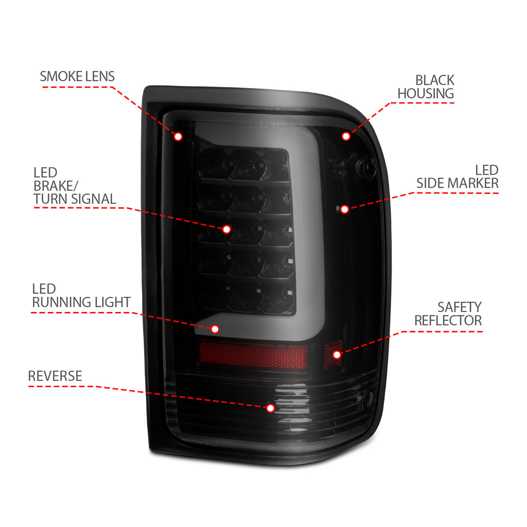 ANZO USA 311360 Tail Light Assembly for Select Ford F-100 Ranger, Ford Ranger