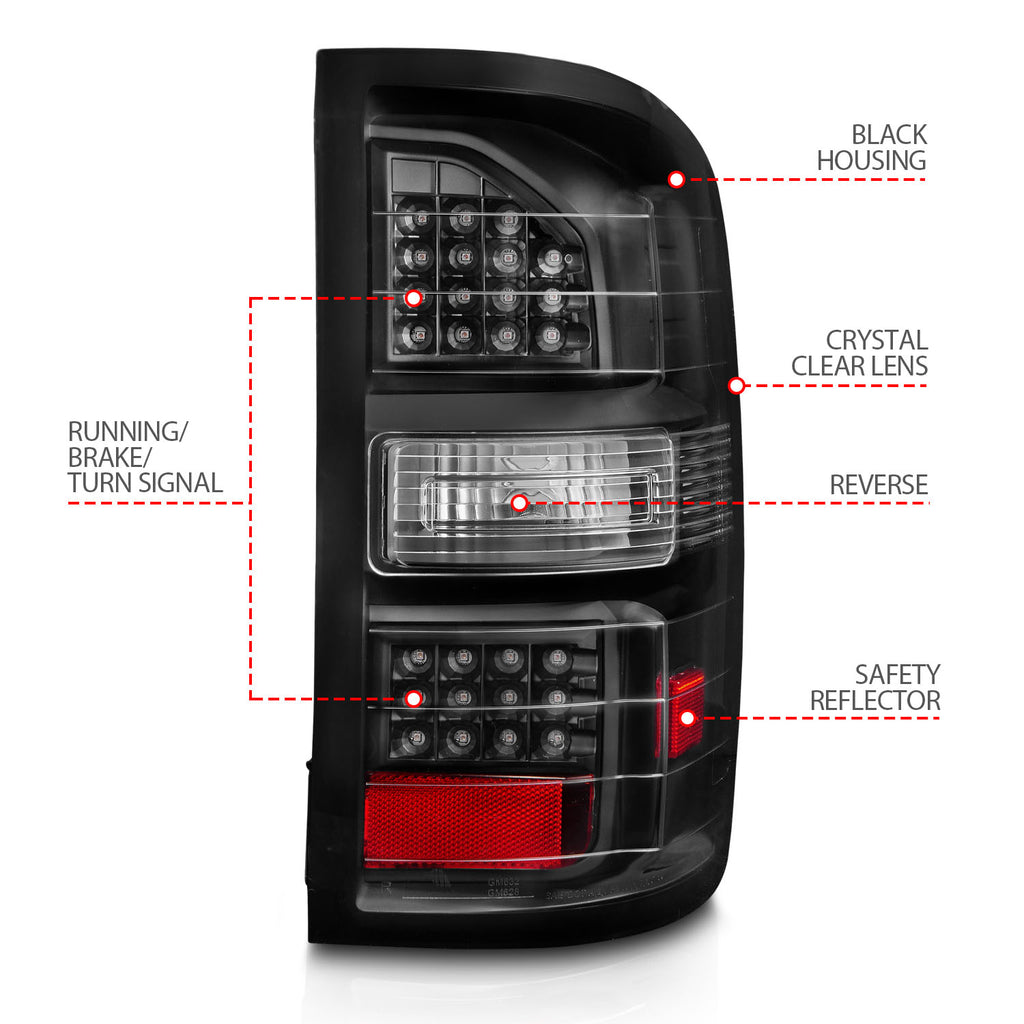 ANZO USA 311397 Tail Light Assembly for Select GMC Sierra 1500, GMC Sierra HD, GMC Sierra HD