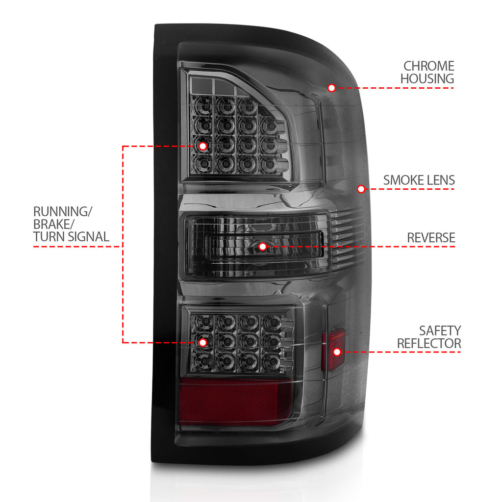 ANZO USA 311398 Tail Light Assembly for Select GMC Sierra 1500, GMC Sierra HD, GMC Sierra HD