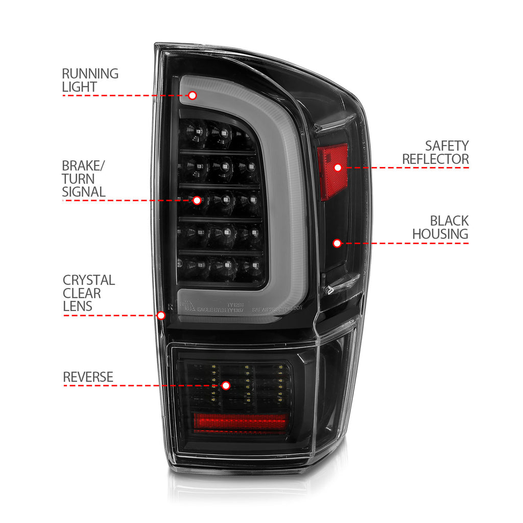 ANZO USA 311400 Tail Light Assembly for Select Toyota Tacoma