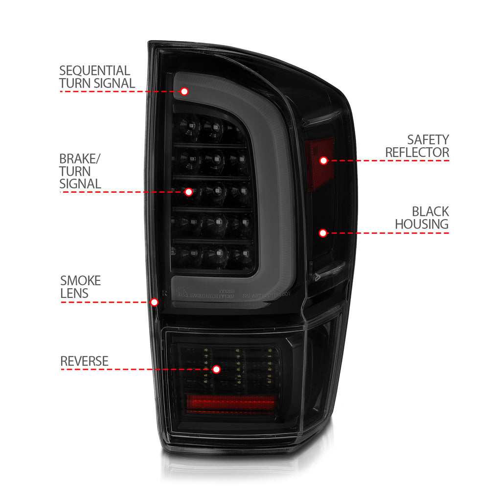 ANZO USA 311401 Tail Light Assembly for Select Toyota Tacoma