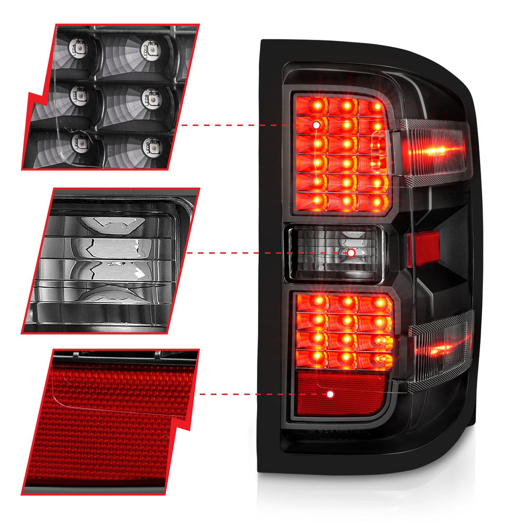 ANZO USA 311423 Tail Light Assembly for Select Chevrolet Silverado 1500, Chevrolet Silverado HD, Chevrolet Silverado HD, GMC Sierra HD
