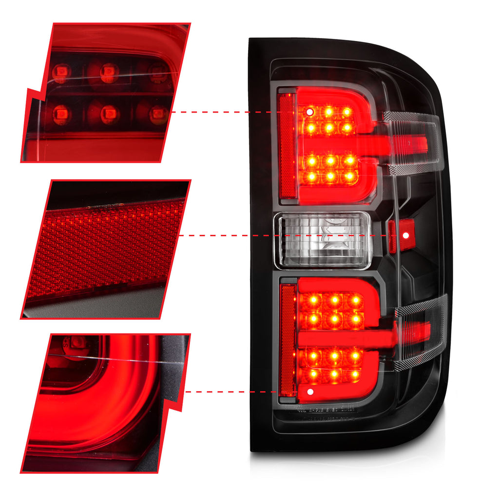 ANZO USA 311425 Tail Light Assembly for Select Chevrolet Silverado 1500, Chevrolet Silverado 2500, Chevrolet Silverado HD, Chevrolet Silverado 3500, Chevrolet Silverado HD, GMC Sierra HD