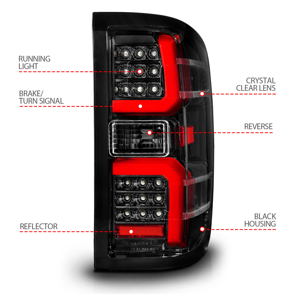 ANZO USA 311450 Tail Light Assembly for Select Chevrolet Silverado 1500, Chevrolet Silverado HD, Chevrolet Silverado HD, GMC Sierra HD