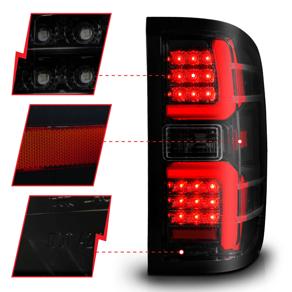 ANZO USA 311451 Tail Light Assembly for Select Chevrolet Silverado 1500, Chevrolet Silverado HD, Chevrolet Silverado HD, GMC Sierra HD