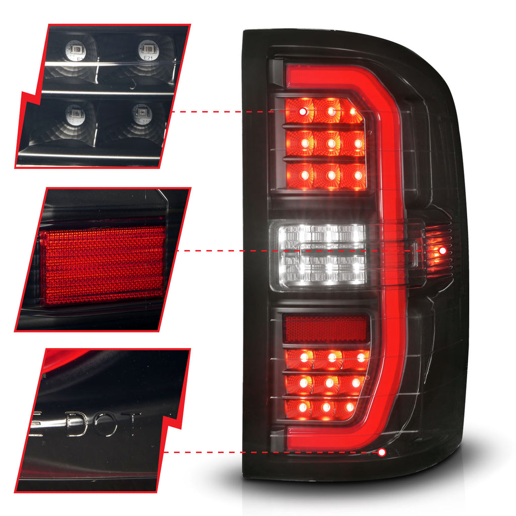 ANZO USA 311465 Tail Light Assembly for Select GMC Sierra 1500, GMC Sierra Limited, GMC Sierra HD, GMC Sierra HD