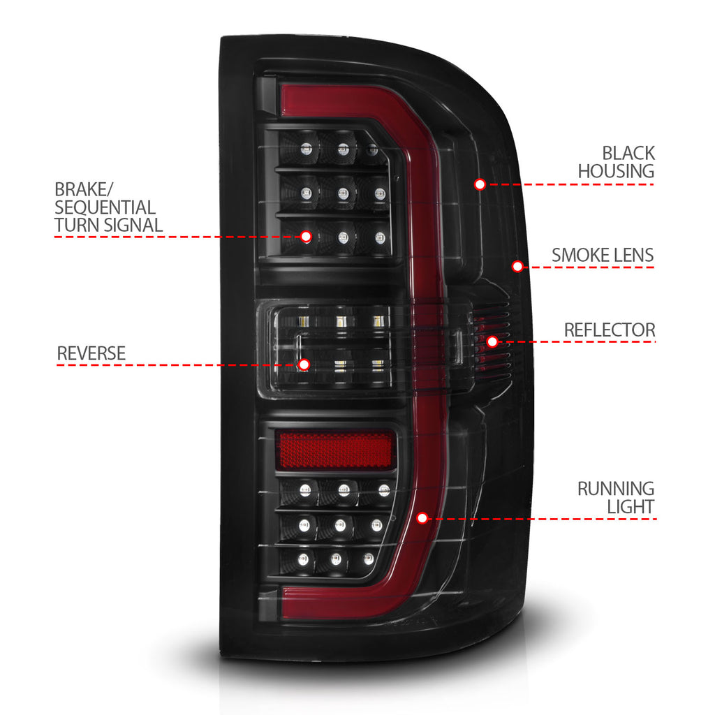 ANZO USA 311465 Tail Light Assembly for Select GMC Sierra 1500, GMC Sierra Limited, GMC Sierra HD, GMC Sierra HD