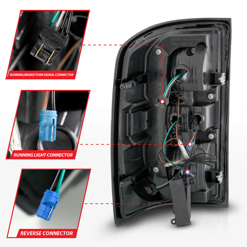 ANZO USA 311465 Tail Light Assembly for Select GMC Sierra 1500, GMC Sierra Limited, GMC Sierra HD, GMC Sierra HD