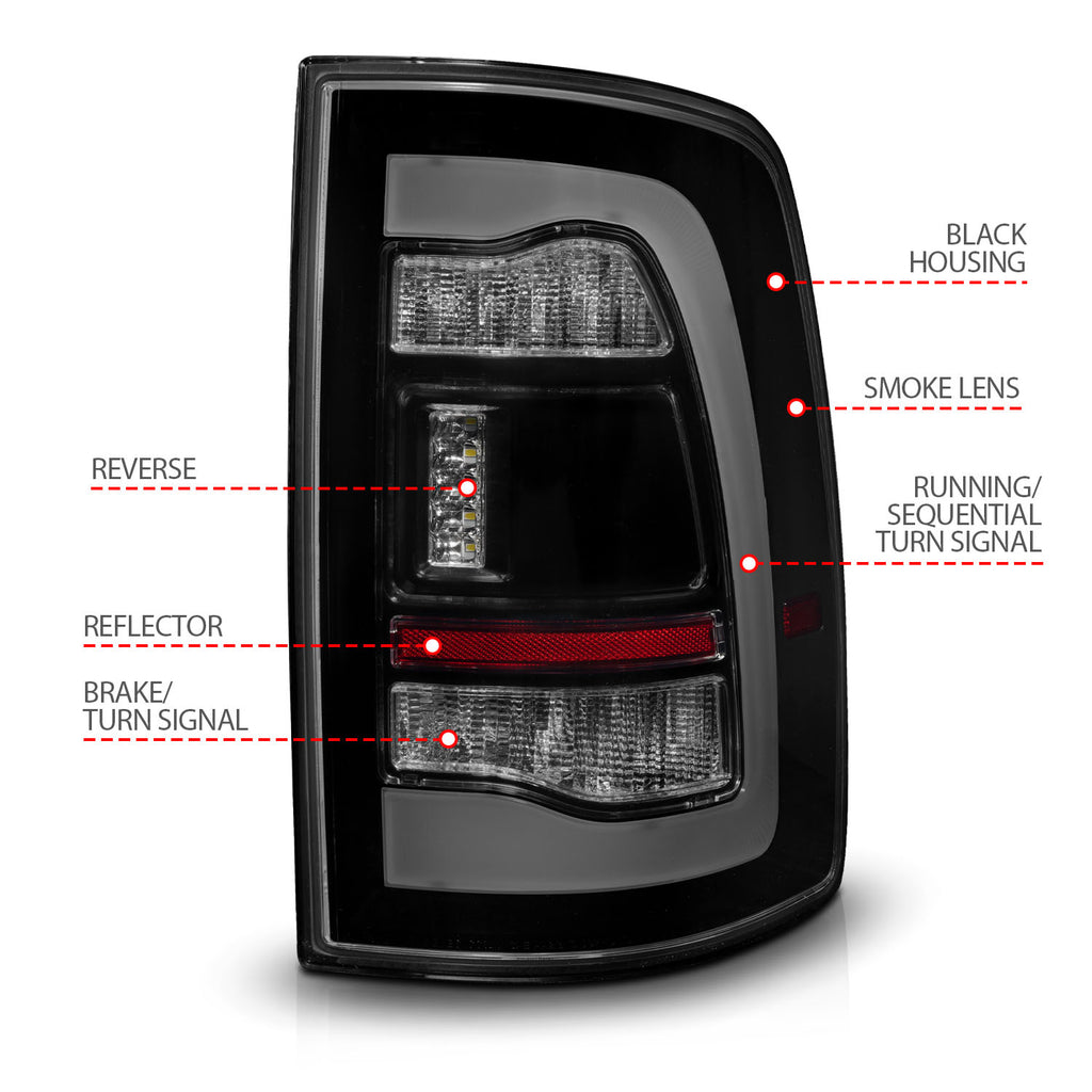 ANZO USA 311470 Tail Light Assembly for Select Dodge Ram 1500, Dodge Ram 2500, Dodge Ram 3500, Ram 1500, Ram 2500, Ram