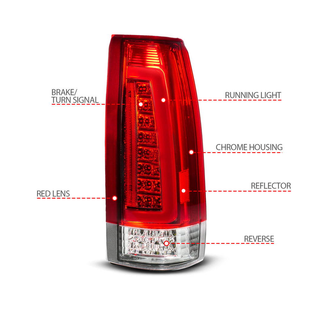 ANZO USA 311484 Tail Light Assembly for Select Cadillac Escalade, Chevrolet Blazer, Chevrolet C1500, Chevrolet C2500, Chevrolet C3500, Chevrolet K1500, Chevrolet K2500, Chevrolet K3500, Chevrolet Suburban, Chevrolet Tahoe, GMC C1500, GMC C2500, GMC
