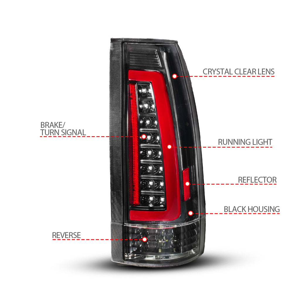 ANZO USA 311485 Tail Light Assembly for Select Cadillac Escalade, Chevrolet Blazer, Chevrolet C1500, Chevrolet C2500, Chevrolet C3500, Chevrolet K1500, Chevrolet K2500, Chevrolet K3500, Chevrolet Suburban, Chevrolet Tahoe, GMC C1500, GMC C2500, GMC