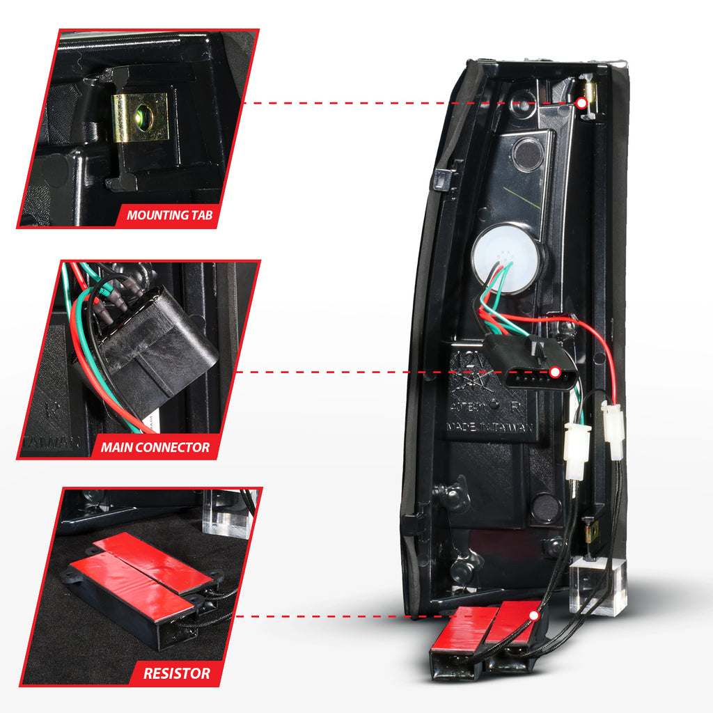 ANZO USA 311486 Tail Light Assembly for Select Cadillac Escalade, Chevrolet Blazer, Chevrolet C1500, Chevrolet C2500, Chevrolet C3500, Chevrolet K1500, Chevrolet K2500, Chevrolet K3500, Chevrolet Suburban, Chevrolet Tahoe, GMC C1500, GMC C2500, GMC