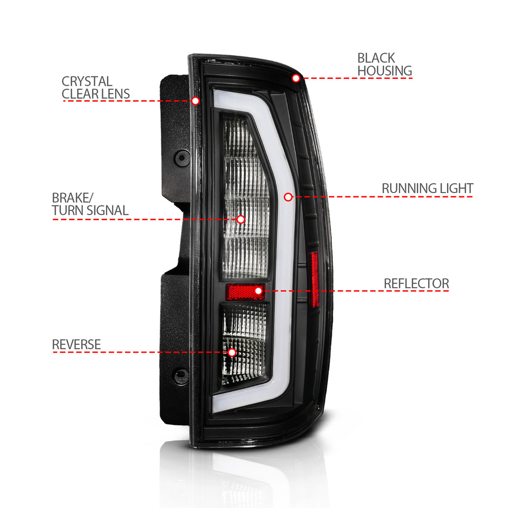 ANZO USA 311487 Tail Light Assembly for Select Chevrolet Suburban 1500, Chevrolet Suburban 2500, Chevrolet Tahoe, GMC Yukon, GMC Yukon XL 1500, GMC Yukon XL