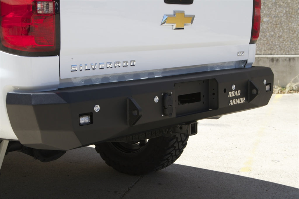Road Armor 31200B Stealth Winch Rear Bumper for Select Chevrolet Silverado 1500, Chevrolet Silverado HD, Chevrolet Silverado HD, GMC Sierra 1500, GMC Sierra Limited, GMC Sierra HD, GMC Sierra HD